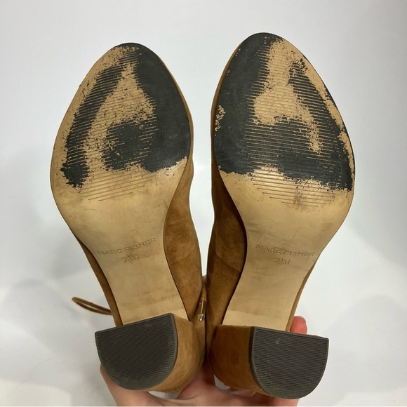 Marc Fisher Stevee lace up heels block heels caramel size 7.5 trendy dressy - Picture 5 of 6